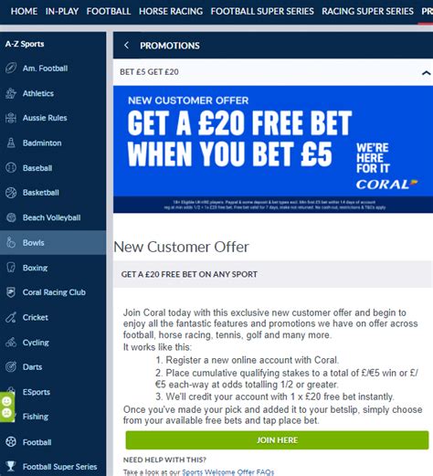 Coral Sign Up Offer 2024: How to sign up and get a £20 free bet.
